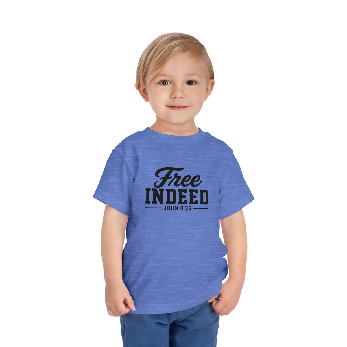 Toddler "Free Indeed"  John 8:36 Tee — Faith-Based Kids Shirt -Final