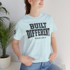 "Built Different" Psalm 139:14 Tee — Christian Faith Inspirational T-Shirt (Bella+Canvas 3001)