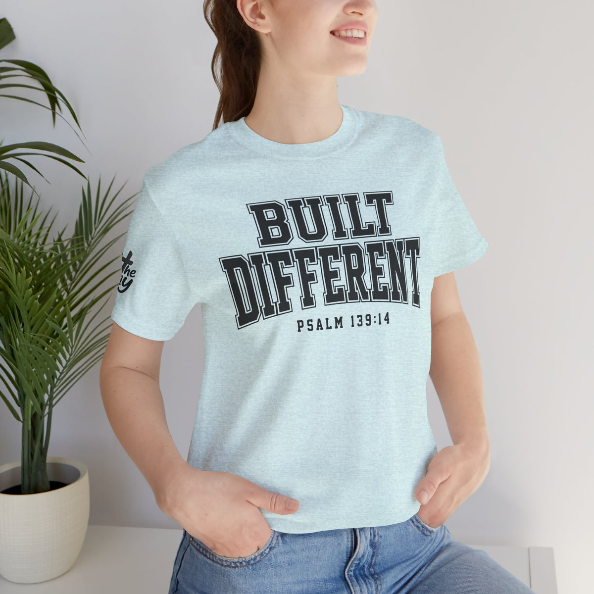 "Built Different" Psalm 139:14 Tee — Christian Faith Inspirational T-Shirt (Bella+Canvas 3001)