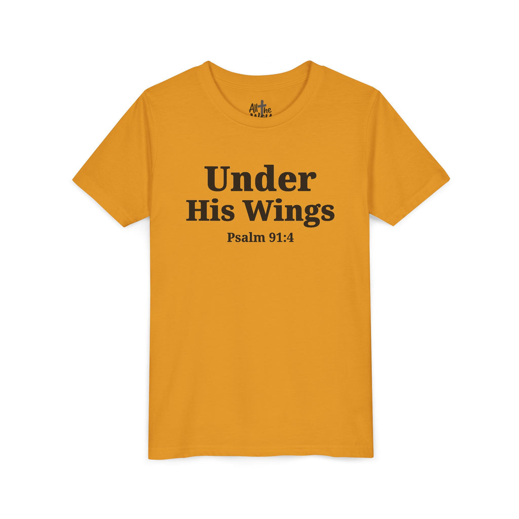 Youth Tee — "Under His Wings" Psalm 91:4 Faith T‑Shirt (Bella Canva 3001Y)
