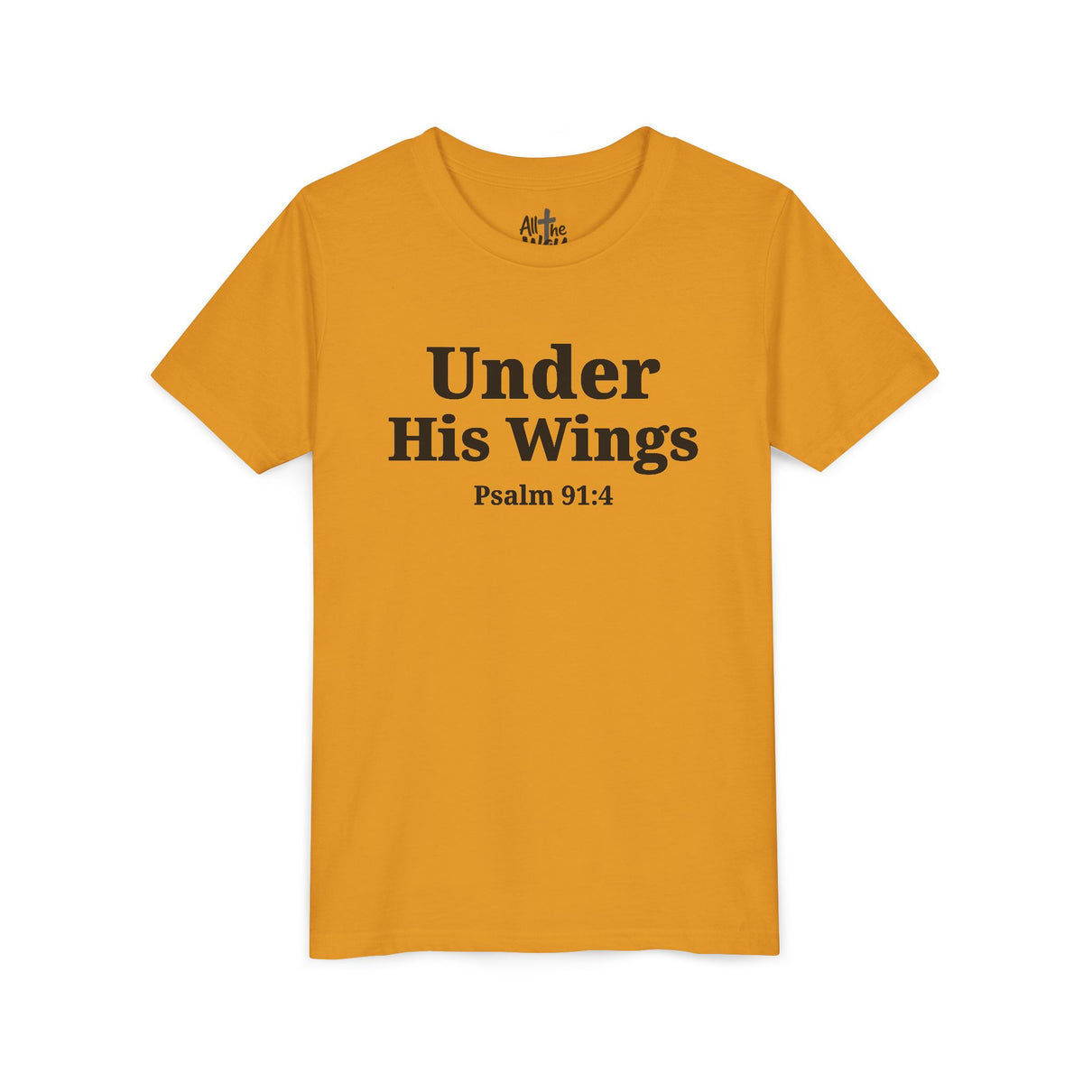 Youth Tee — "Under His Wings" Psalm 91:4 Faith T‑Shirt (Bella Canva 3001Y)