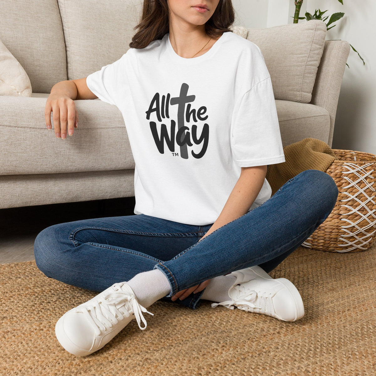 All The Way Cross logo T‑Shirt — Faith-Inspired Christian Graphic Tee (Gildan 64000)