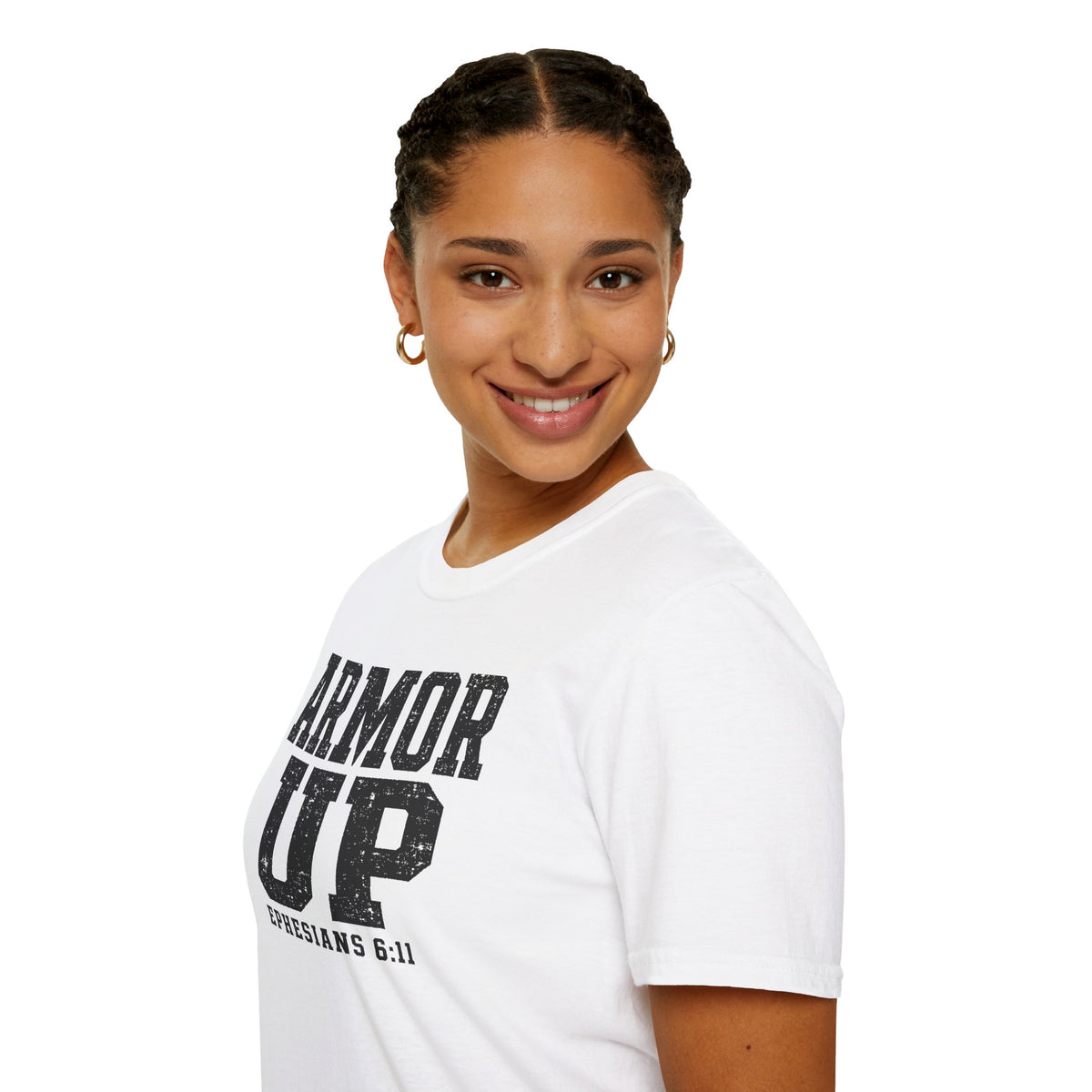 "Armor Up" Ephesians 6:11 T-Shirt — Christian Faith Tee (Gildan 64000)