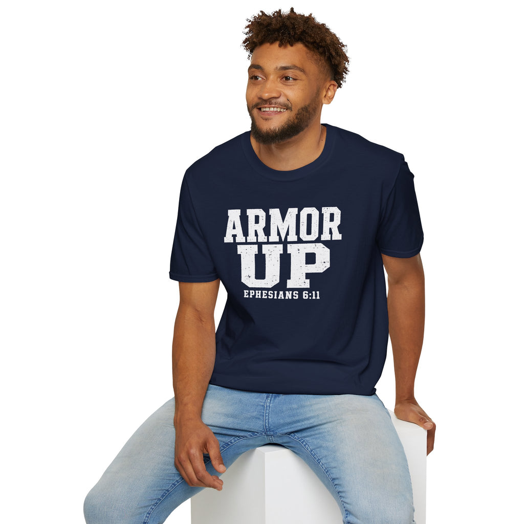 "Armor Up" Ephesians 6:11 T-Shirt — Christian Faith Tee (Gildan 64000)