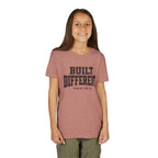 Youth Tee — "Built Different" Psalm 139:14 Christian Kids Shirt (Bella Canvas 3001y)