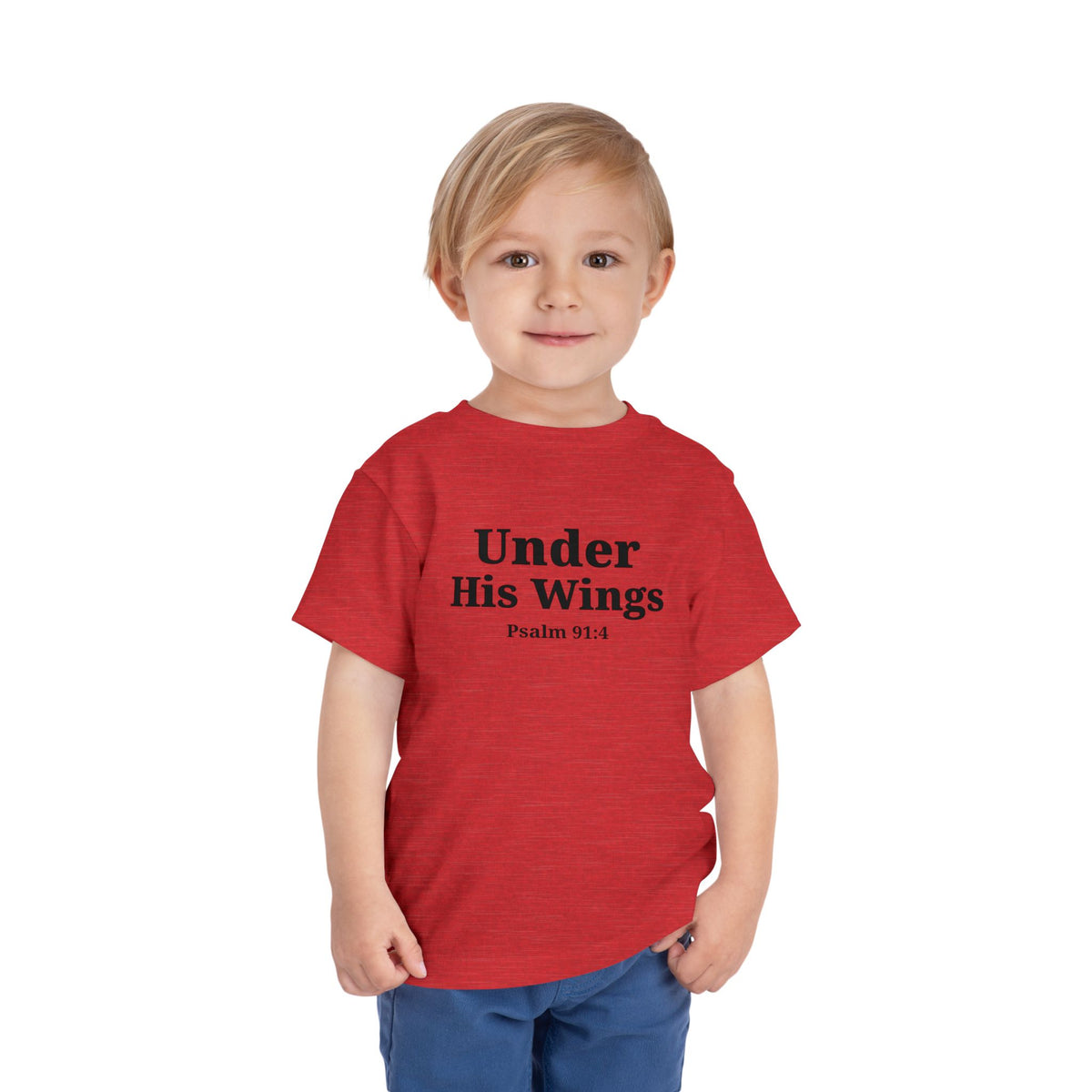 Toddler "Under His Wings" Psalm 91:4 Tee — Faith-Based Kids Shirt (Bella Canvas)