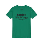 Youth Tee — "Under His Wings" Psalm 91:4 Faith T‑Shirt (Bella Canva 3001Y)