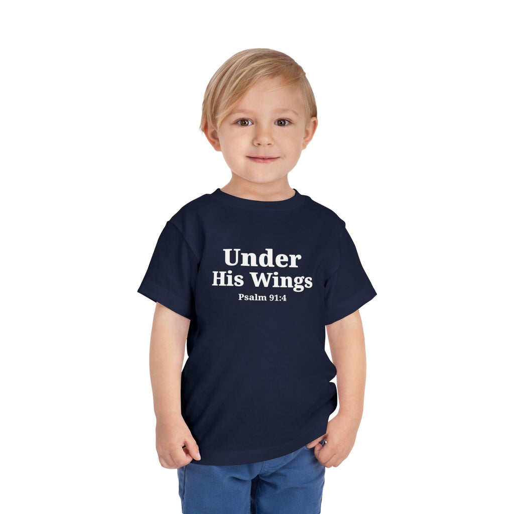 Toddler "Under His Wings" Psalm 91:4 Tee — Faith-Based Kids Shirt (Bella Canvas)
