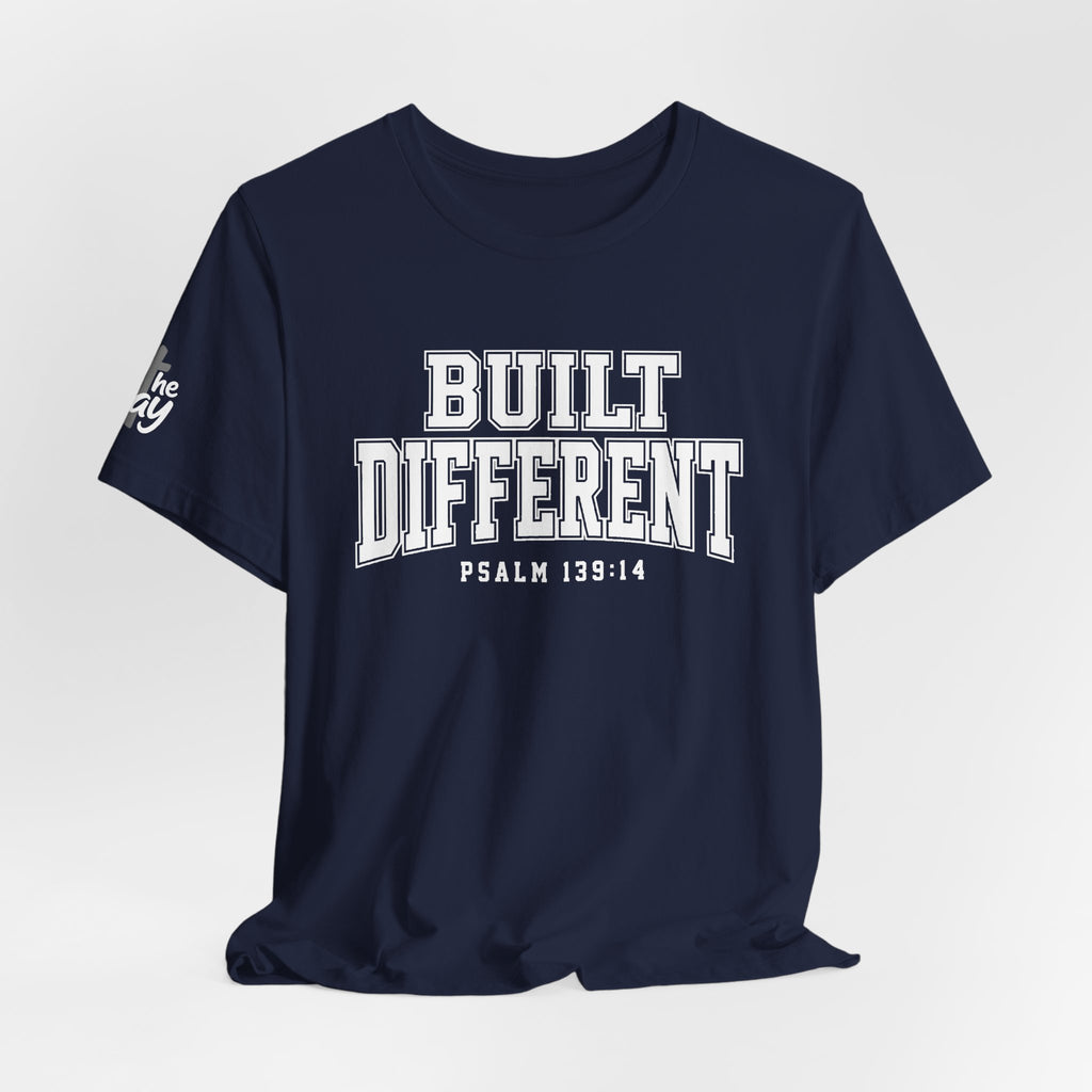"Built Different" Psalm 139:14 Tee — Christian Faith Inspirational T-Shirt (Bella+Canvas 3001)