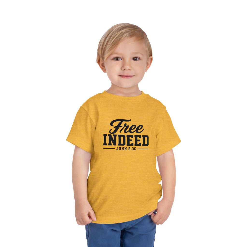 Toddler "Free Indeed"  John 8:36 Tee — Faith-Based Kids Shirt -Final