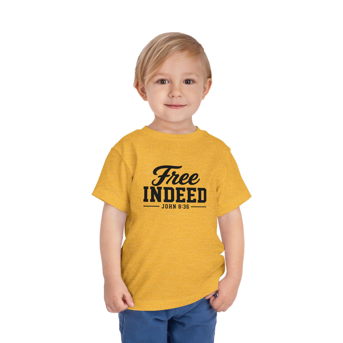 Toddler "Free Indeed"  John 8:36 Tee — Faith-Based Kids Shirt -Final