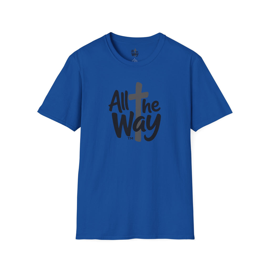 All The Way Cross logo T‑Shirt — Faith-Inspired Christian Graphic Tee (Gildan 64000)