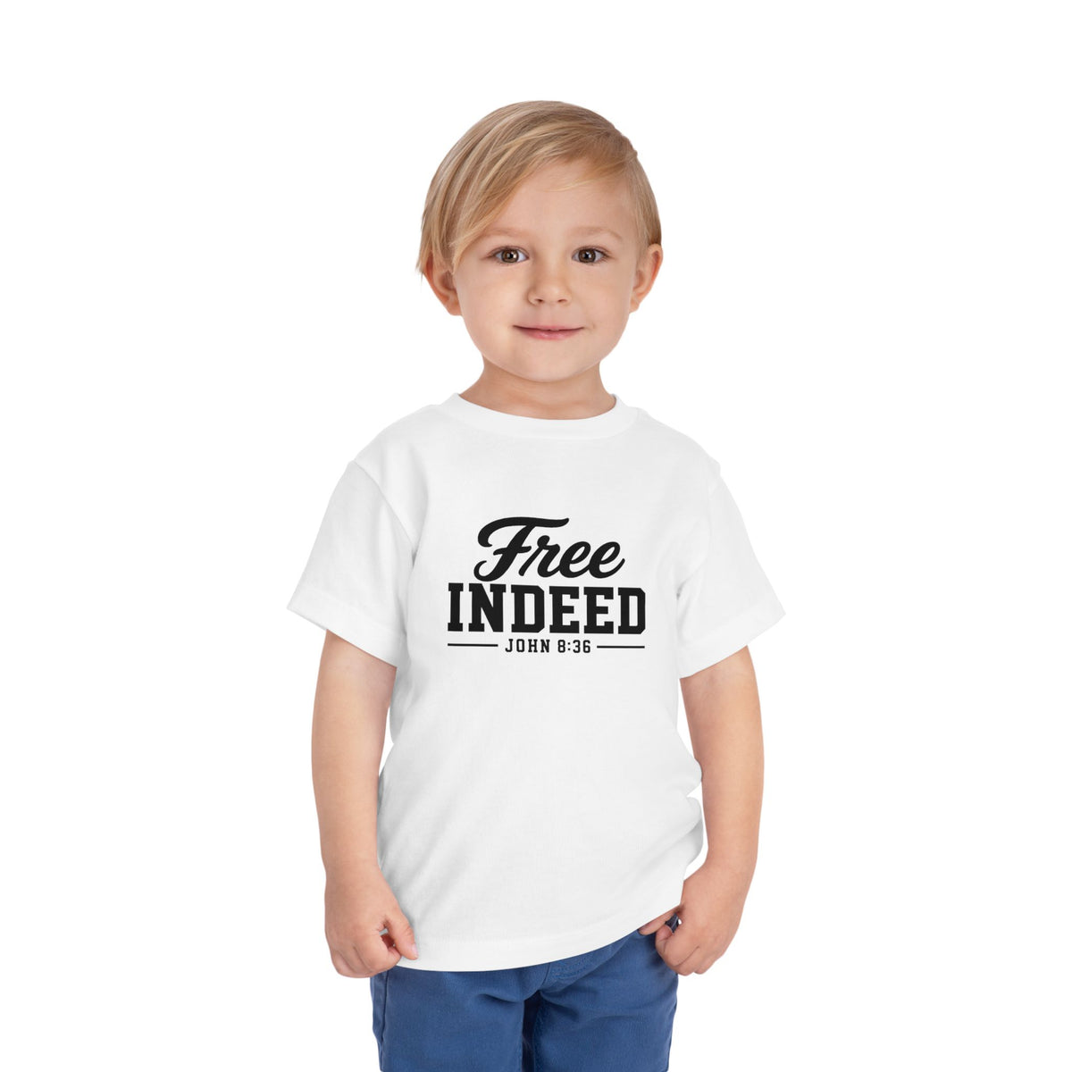 Toddler "Free Indeed"  John 8:36 Tee — Faith-Based Kids Shirt -Final