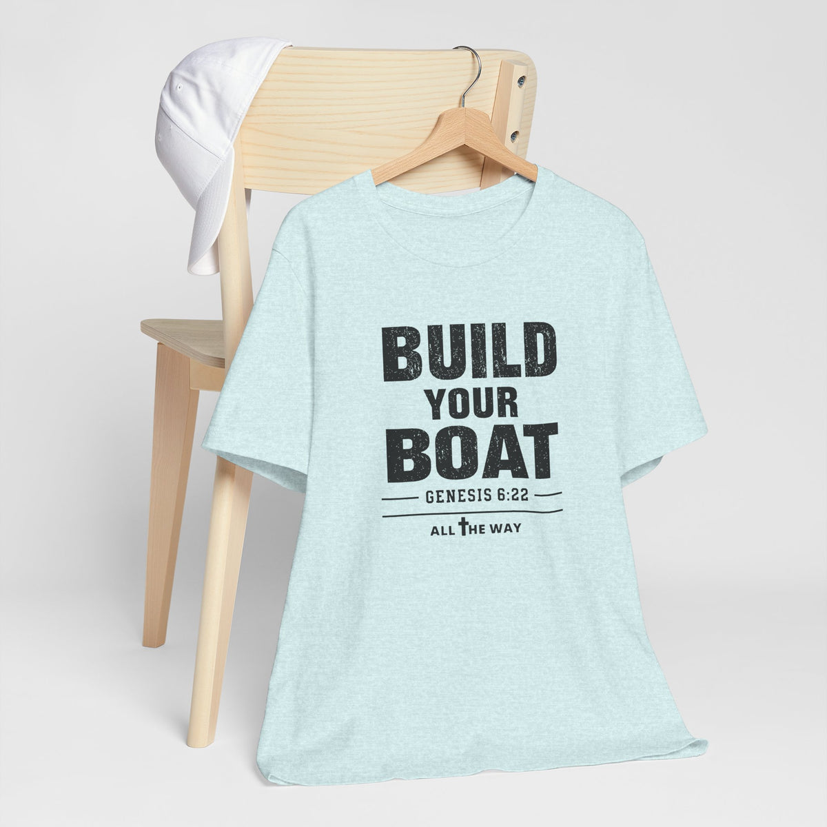 "Build Your Boat" Genesis 6:22 Faith Shirt  (Bella+Canvas 3001)