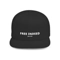 Snapback Hat — "FREE INDEED" John 8:36 Embroidered Flat-Bill Cap