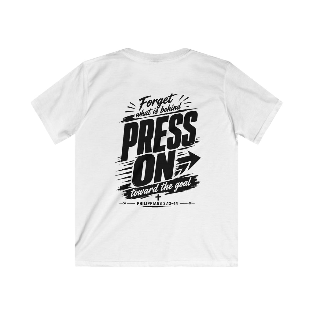 YOUTH "PRESS ON" Philippians 3:13–14 Tshirt (Gildan 64000y)