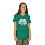 Youth Tee — "Built Different" Psalm 139:14 Christian Kids Shirt (Bella Canvas 3001y)