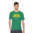 Moisture Wicking Tee "Green Pastures" Psalms 23:2 (Sport Tek)