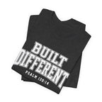 "Built Different" Psalm 139:14 Tee — Christian Faith Inspirational T-Shirt (Bella+Canvas 3001)
