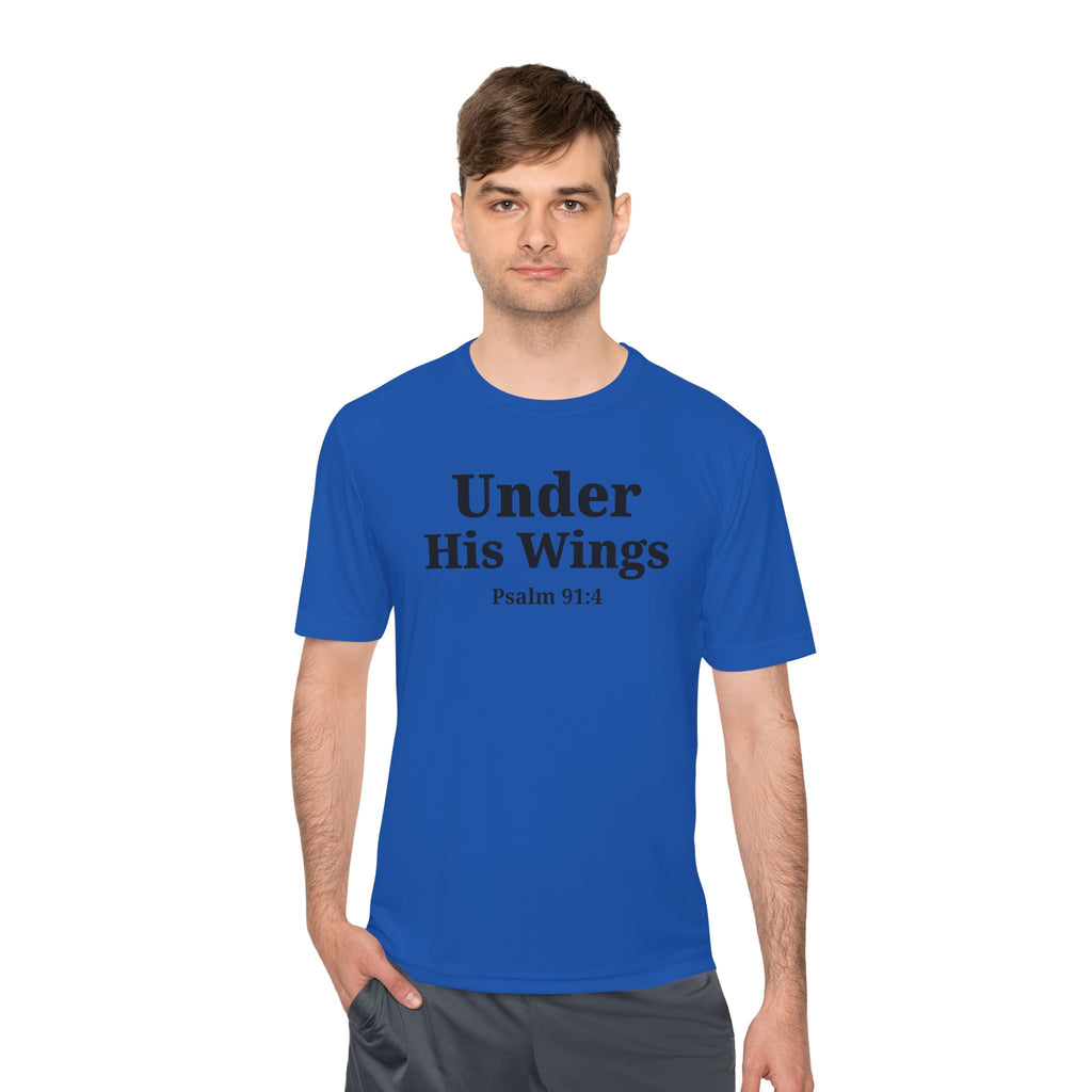 Moisture Wicking Tee "Under his Wings" Psalm 91:4 (Sport tek)