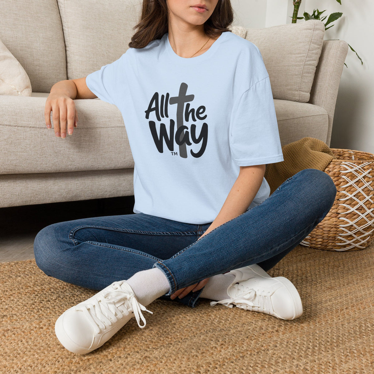 All The Way Cross logo T‑Shirt — Faith-Inspired Christian Graphic Tee (Gildan 64000)