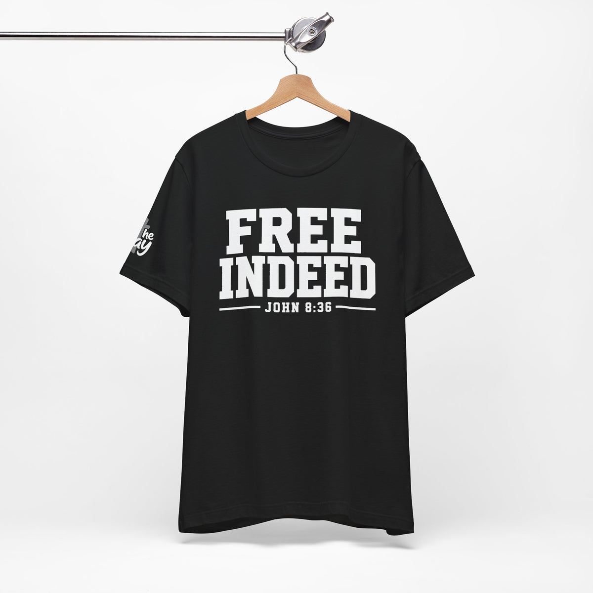 "Free Indeed" John 8:36 Christian Faith Tee (Bella+Canvas 3001)