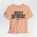 "Built Different" Psalm 139:14 Tee — Christian Faith Inspirational T-Shirt (Bella+Canvas 3001)