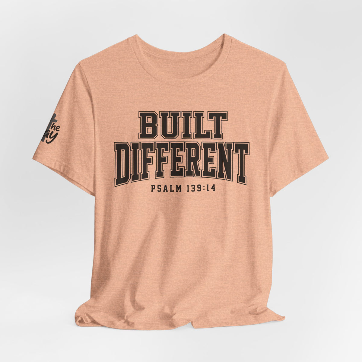 "Built Different" Psalm 139:14 Tee — Christian Faith Inspirational T-Shirt (Bella+Canvas 3001)