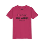 Youth Tee — "Under His Wings" Psalm 91:4 Faith T‑Shirt (Bella Canva 3001Y)