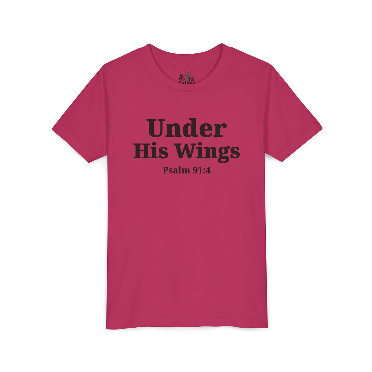 Youth Tee — "Under His Wings" Psalm 91:4 Faith T‑Shirt (Bella Canva 3001Y)