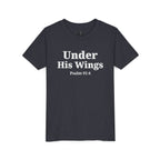 Youth Tee — "Under His Wings" Psalm 91:4 Faith T‑Shirt (Bella Canva 3001Y)