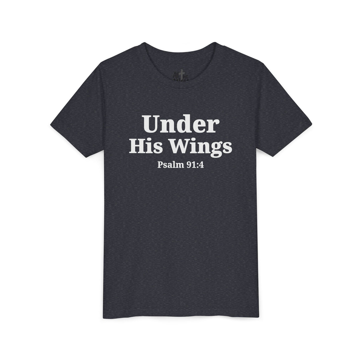 Youth Tee — "Under His Wings" Psalm 91:4 Faith T‑Shirt (Bella Canva 3001Y)