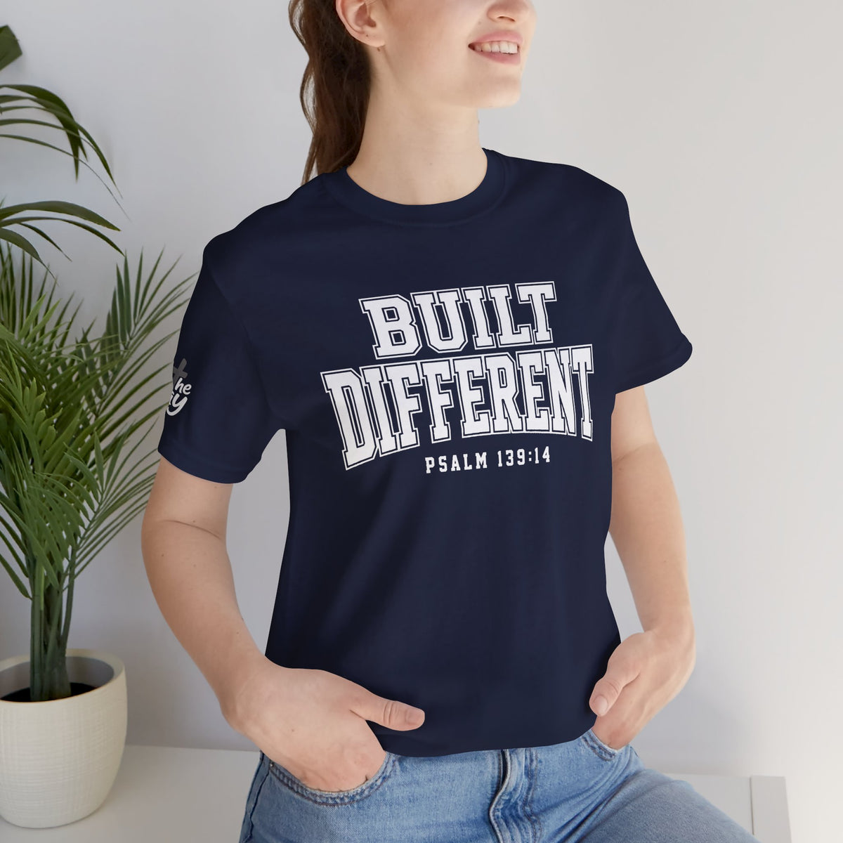 "Built Different" Psalm 139:14 Tee — Christian Faith Inspirational T-Shirt (Bella+Canvas 3001)