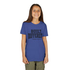 Youth Tee — "Built Different" Psalm 139:14 Christian Kids Shirt (Bella Canvas 3001y)