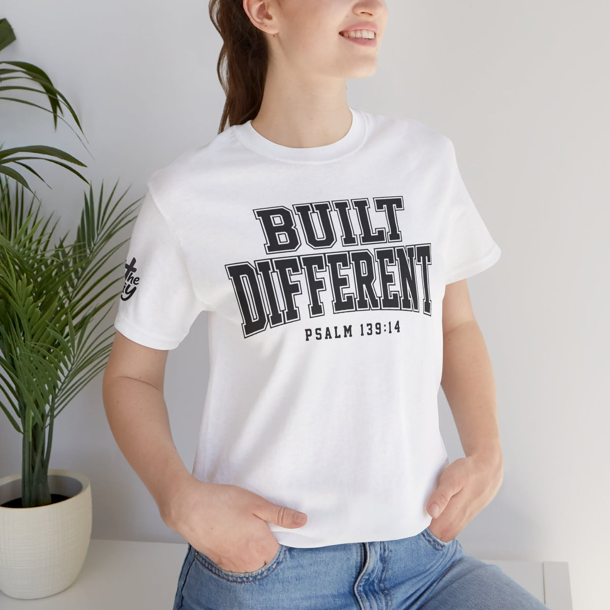 "Built Different" Psalm 139:14 Tee — Christian Faith Inspirational T-Shirt (Bella+Canvas 3001)