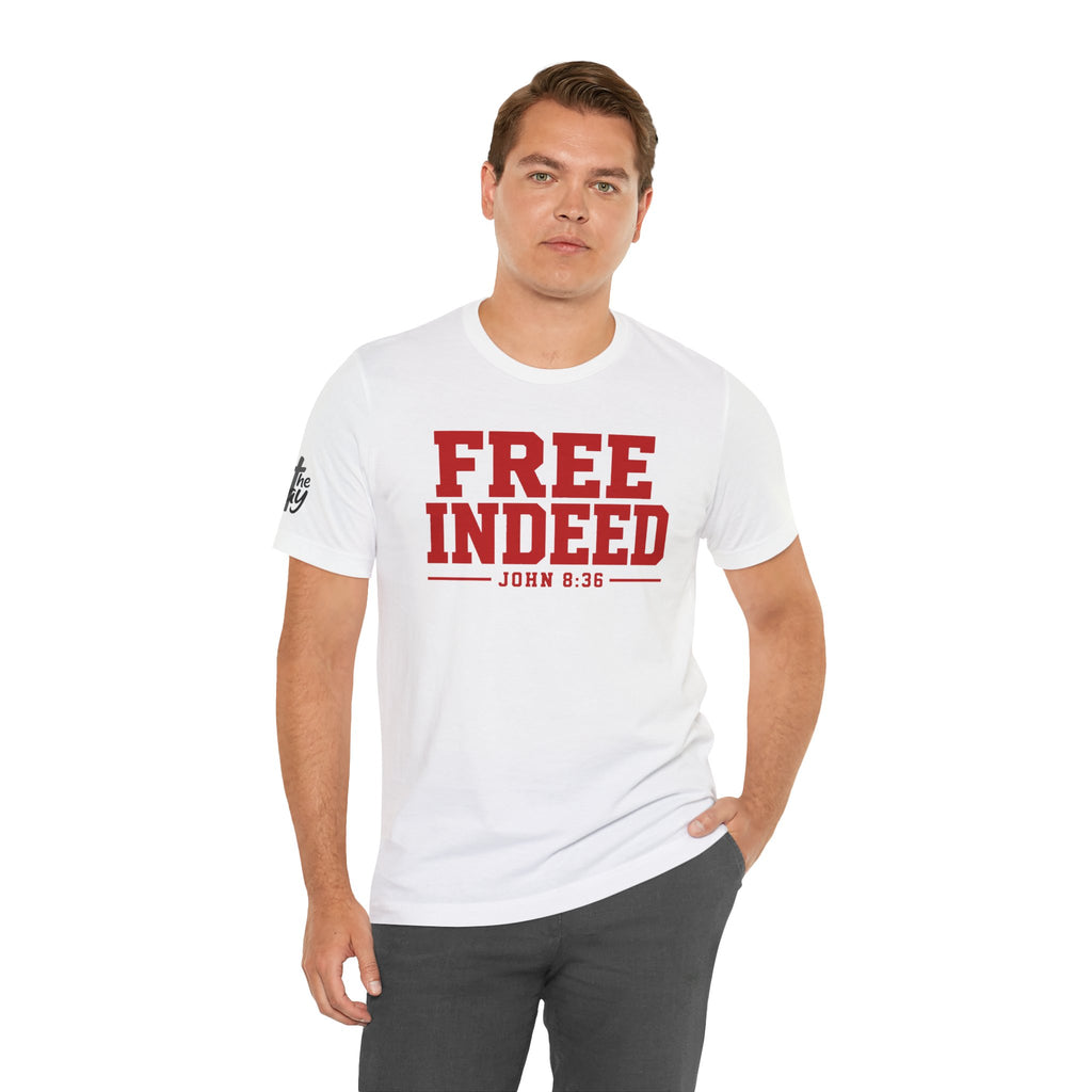 "Free Indeed" John 8:36 Christian Faith Tee (Bella+Canvas 3001)