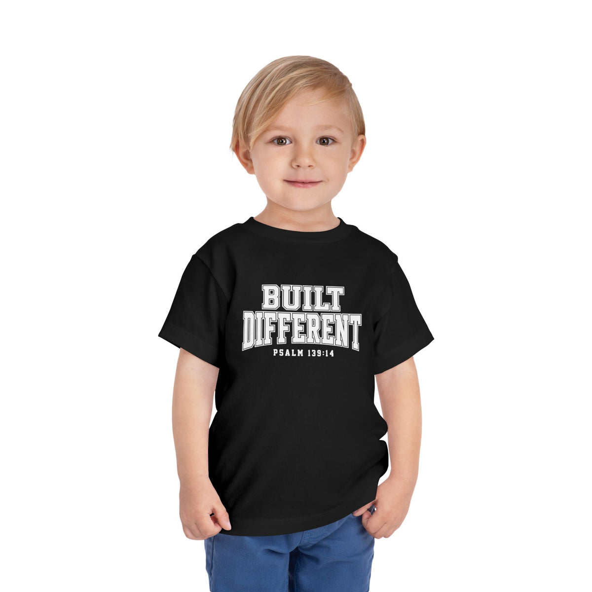 Toddler "Built Different"  Psalm 139:14 Tee — Faith-Based Kids Shirt