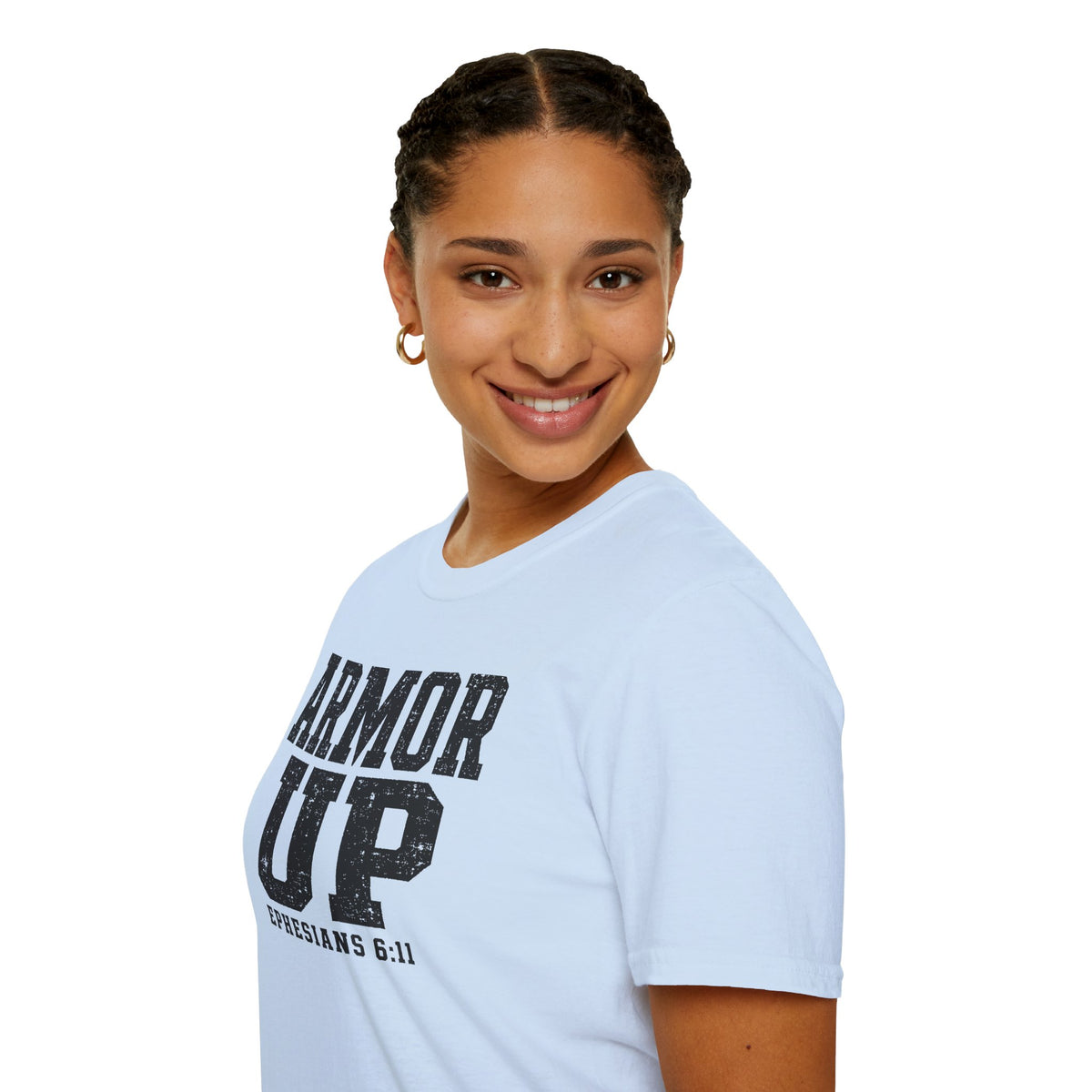 "Armor Up" Ephesians 6:11 T-Shirt — Christian Faith Tee (Gildan 64000)