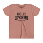 Youth Tee — "Built Different" Psalm 139:14 Christian Kids Shirt (Bella Canvas 3001y)
