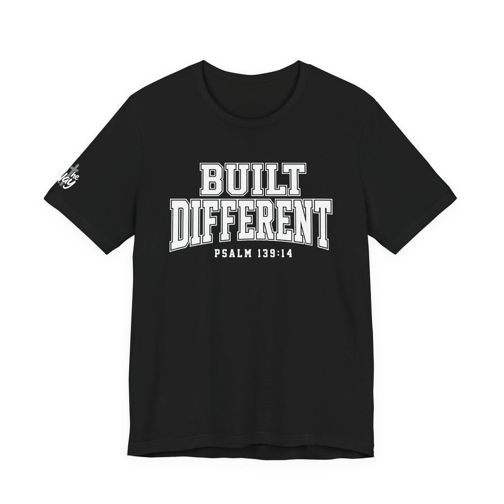 "Built Different" Psalm 139:14 Tee — Christian Faith Inspirational T-Shirt (Bella+Canvas 3001)