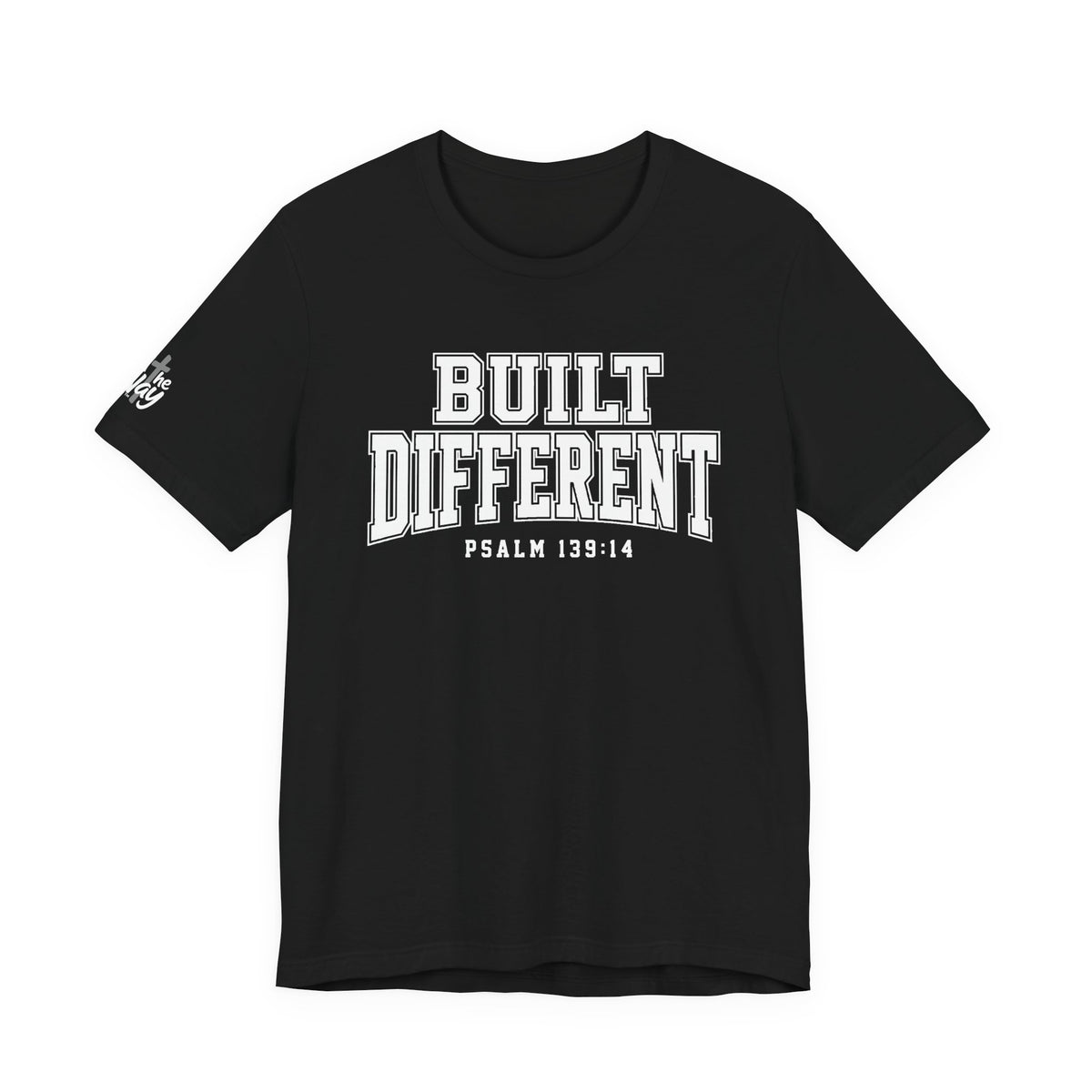"Built Different" Psalm 139:14 Tee — Christian Faith Inspirational T-Shirt (Bella+Canvas 3001)