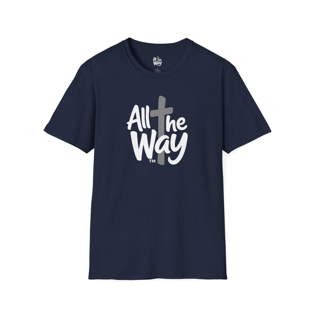 All The Way Cross logo T‑Shirt — Faith-Inspired Christian Graphic Tee (Gildan 64000)