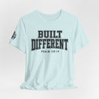 "Built Different" Psalm 139:14 Tee — Christian Faith Inspirational T-Shirt (Bella+Canvas 3001)