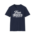 "Free Indeed" John 8:36 T-Shirt — Christian Faith Tee (Gildan 64000)