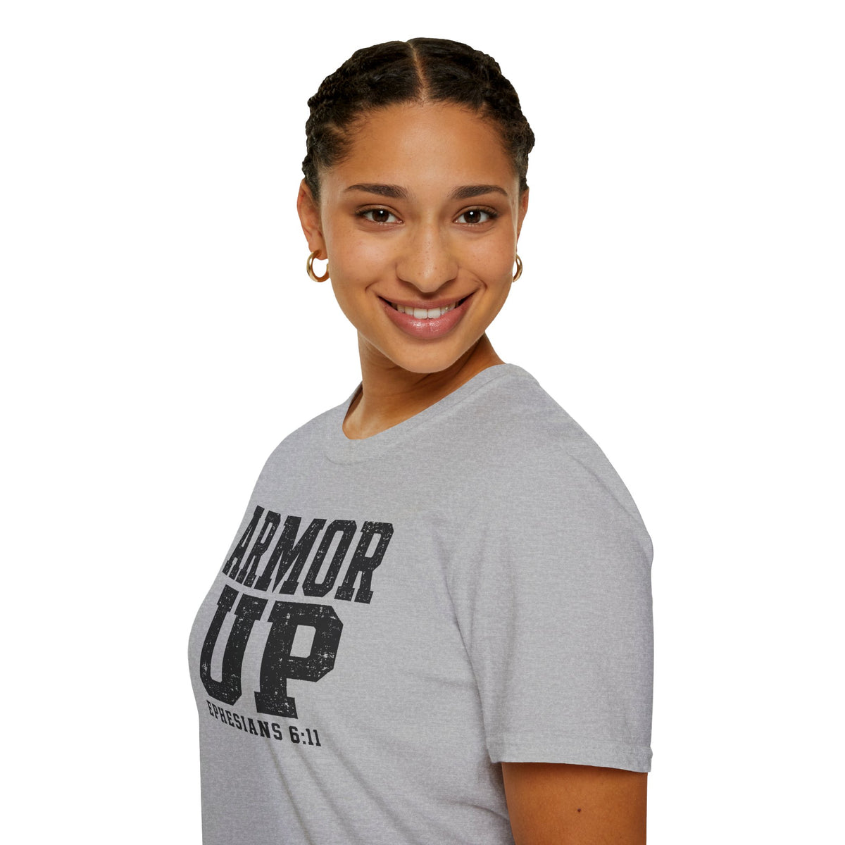 "Armor Up" Ephesians 6:11 T-Shirt — Christian Faith Tee (Gildan 64000)