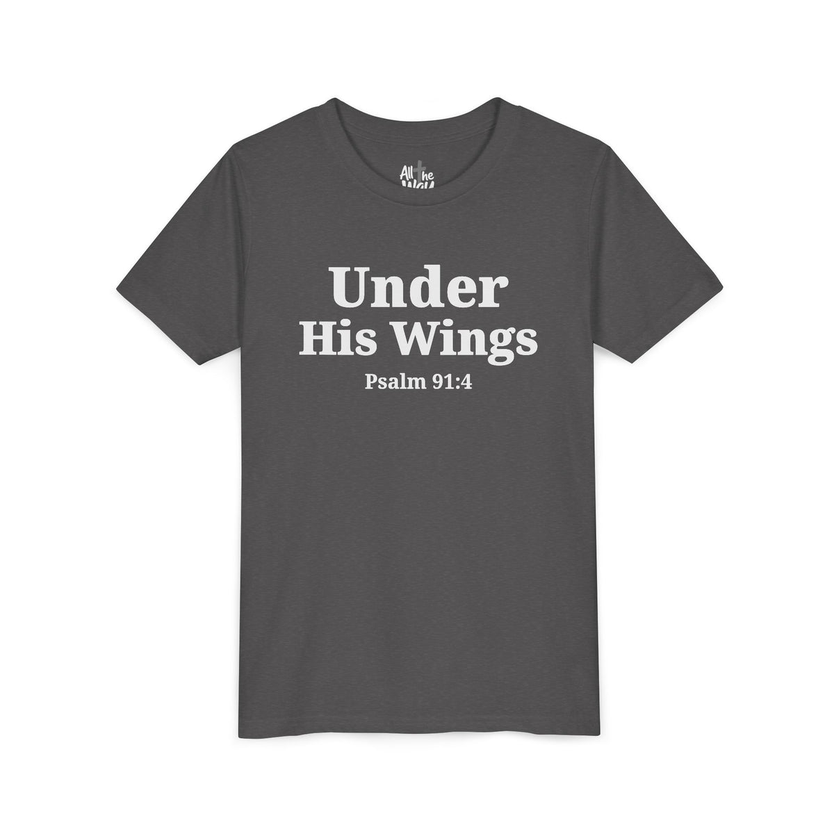 Youth Tee — "Under His Wings" Psalm 91:4 Faith T‑Shirt (Bella Canva 3001Y)