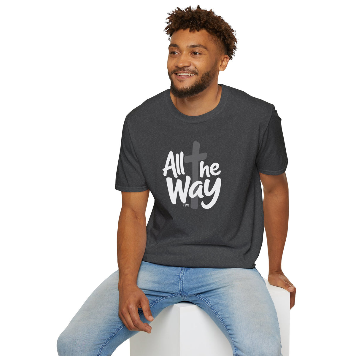 All The Way Cross logo T‑Shirt — Faith-Inspired Christian Graphic Tee (Gildan 64000)