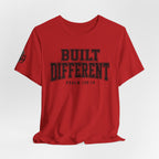 "Built Different" Psalm 139:14 Tee — Christian Faith Inspirational T-Shirt (Bella+Canvas 3001)