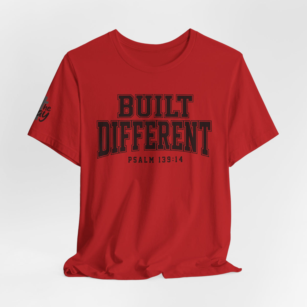 "Built Different" Psalm 139:14 Tee — Christian Faith Inspirational T-Shirt (Bella+Canvas 3001)