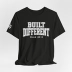 "Built Different" Psalm 139:14 Tee — Christian Faith Inspirational T-Shirt (Bella+Canvas 3001)
